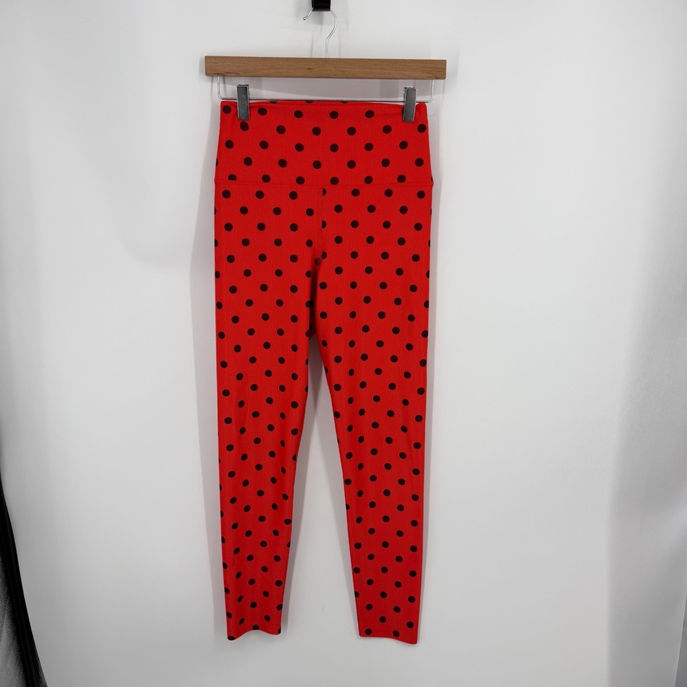 Beach Riot Ayla Polka Dot Rib Leggings red black sz M